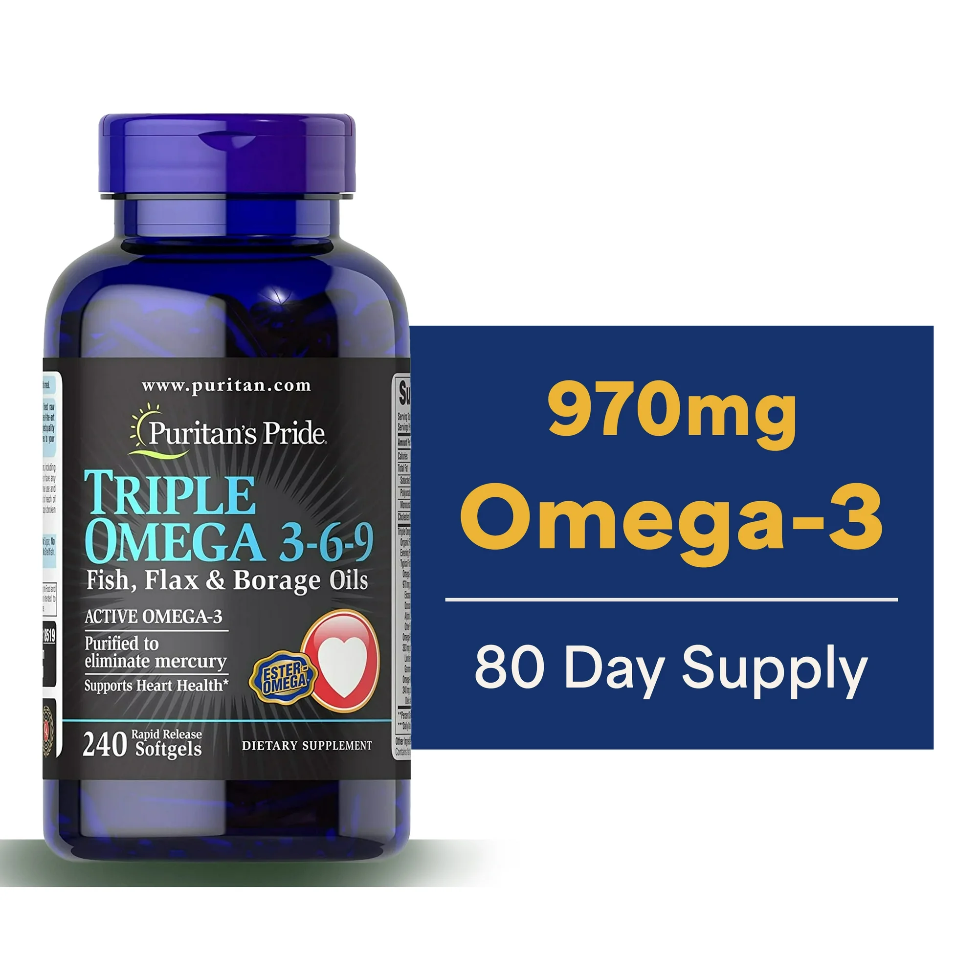 Triple Omega 3-6-9 Aceites de Pescado, Linaza y Borraja,