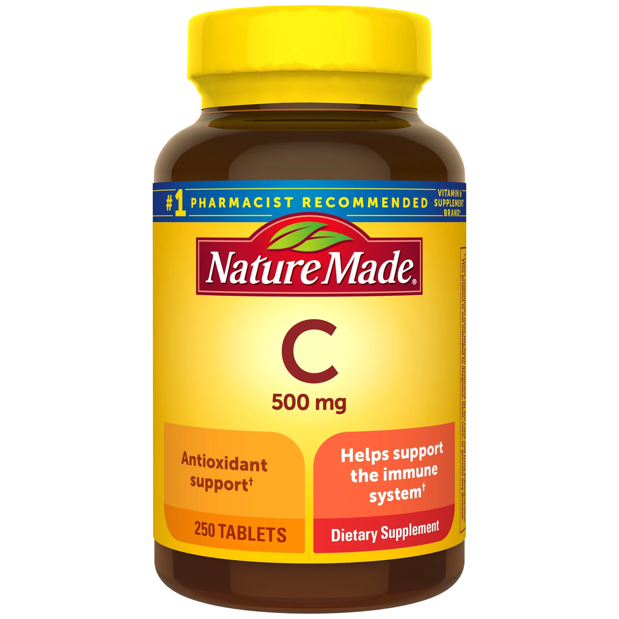 Vitamina C 500 mg Tabletas, Suplemento Dietético para Apoyo Inmunitario, 250 Unidades