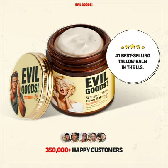 EVIL GOODS Bálsamo Batido de Sebo y Miel de Manuka, 4 oz, sin Fragancia