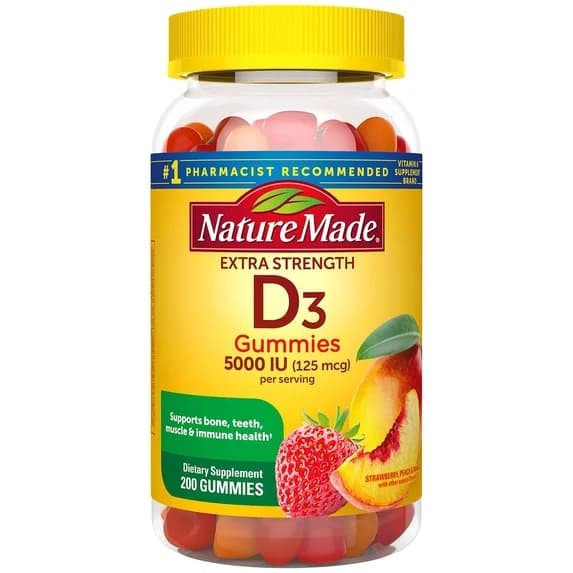 Extra Vitamina D3 de Fuerza 5000 IU 200 Gomitas